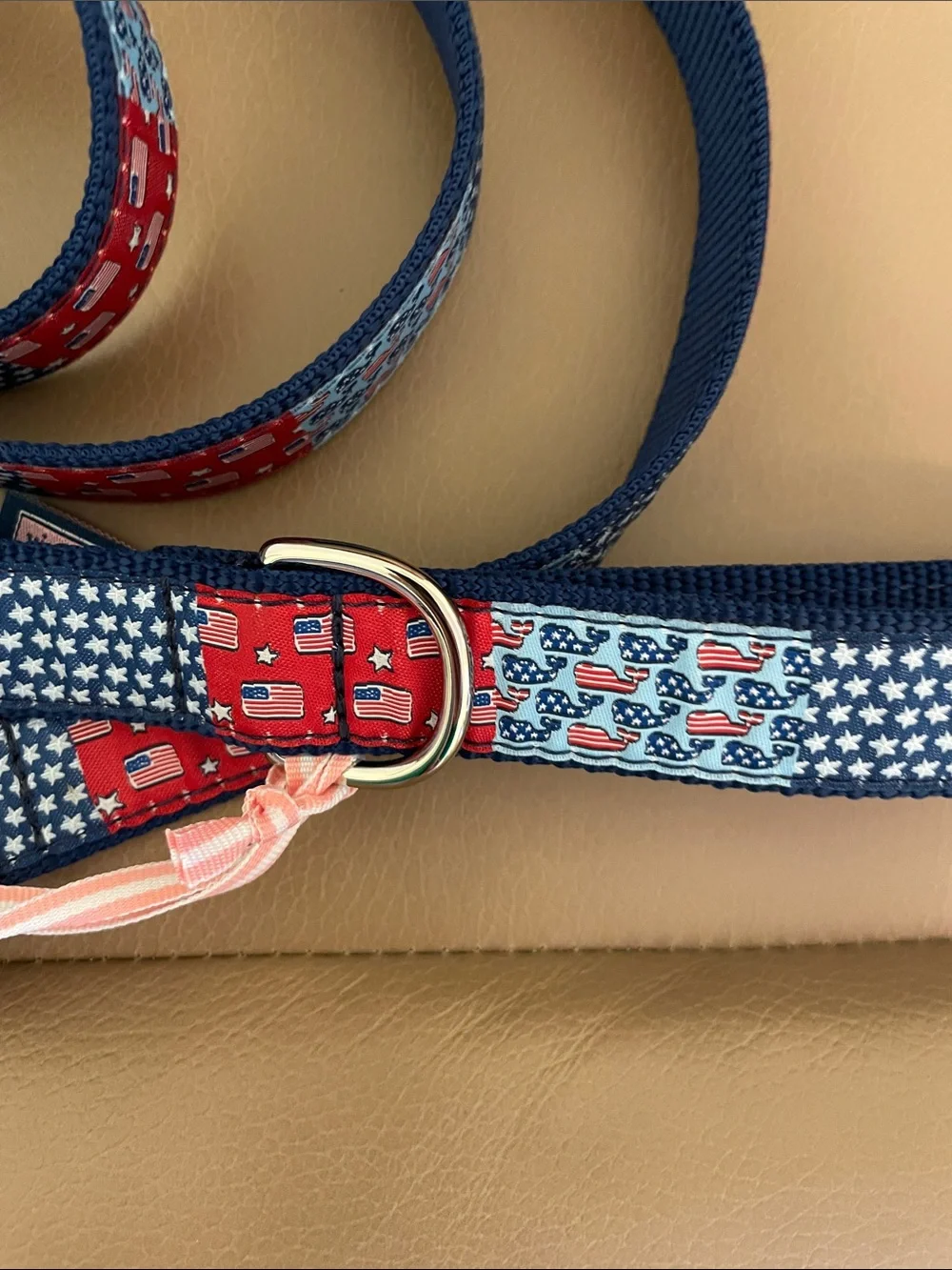 Rare Vineyard Vines Patriotic Patchwork Leash - Red, Navy & White